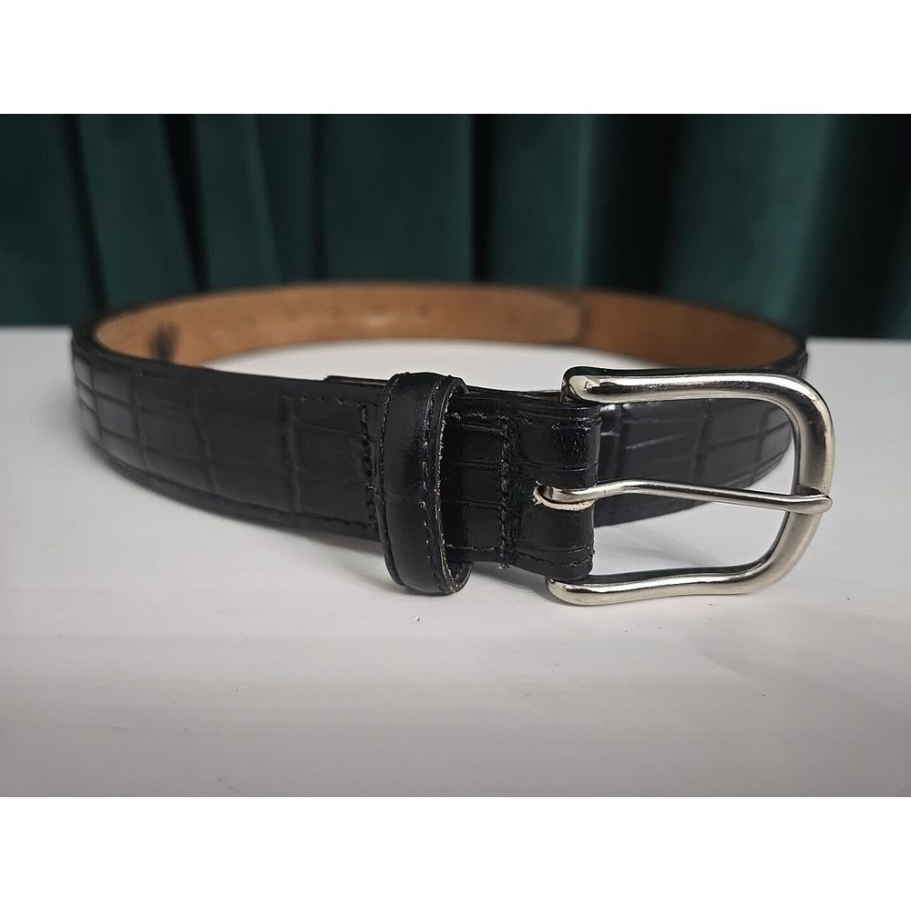 Bill Blass Size 42 Black Embossed Leather Belt  #272658 Made in‎ USA